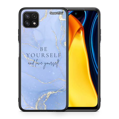 Θήκη Samsung A22 5G Be Yourself από τη Smartfits με σχέδιο στο πίσω μέρος και μαύρο περίβλημα | Samsung A22 5G Be Yourself case with colorful back and black bezels
