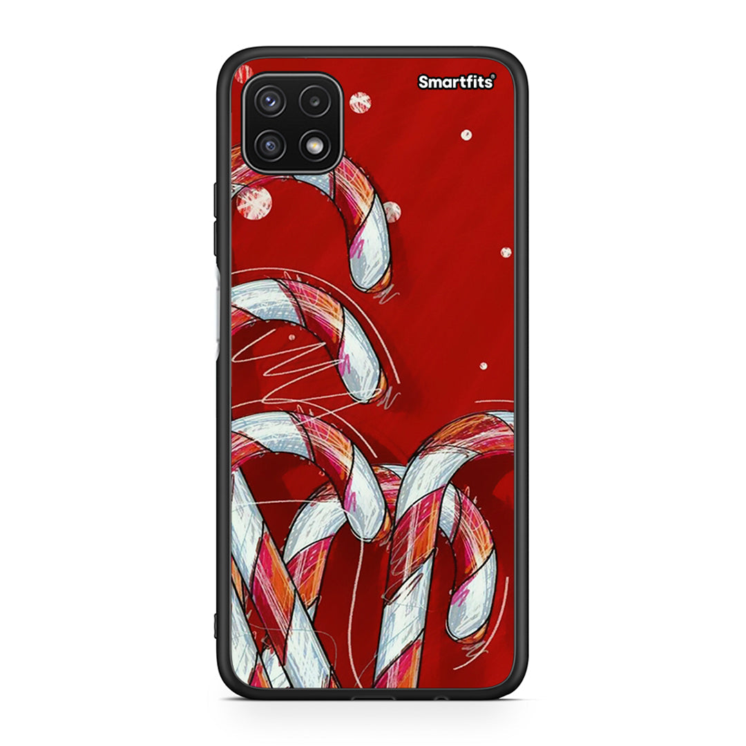 Samsung A22 5G Candy Cane θήκη από τη Smartfits με σχέδιο στο πίσω μέρος και μαύρο περίβλημα | Smartphone case with colorful back and black bezels by Smartfits