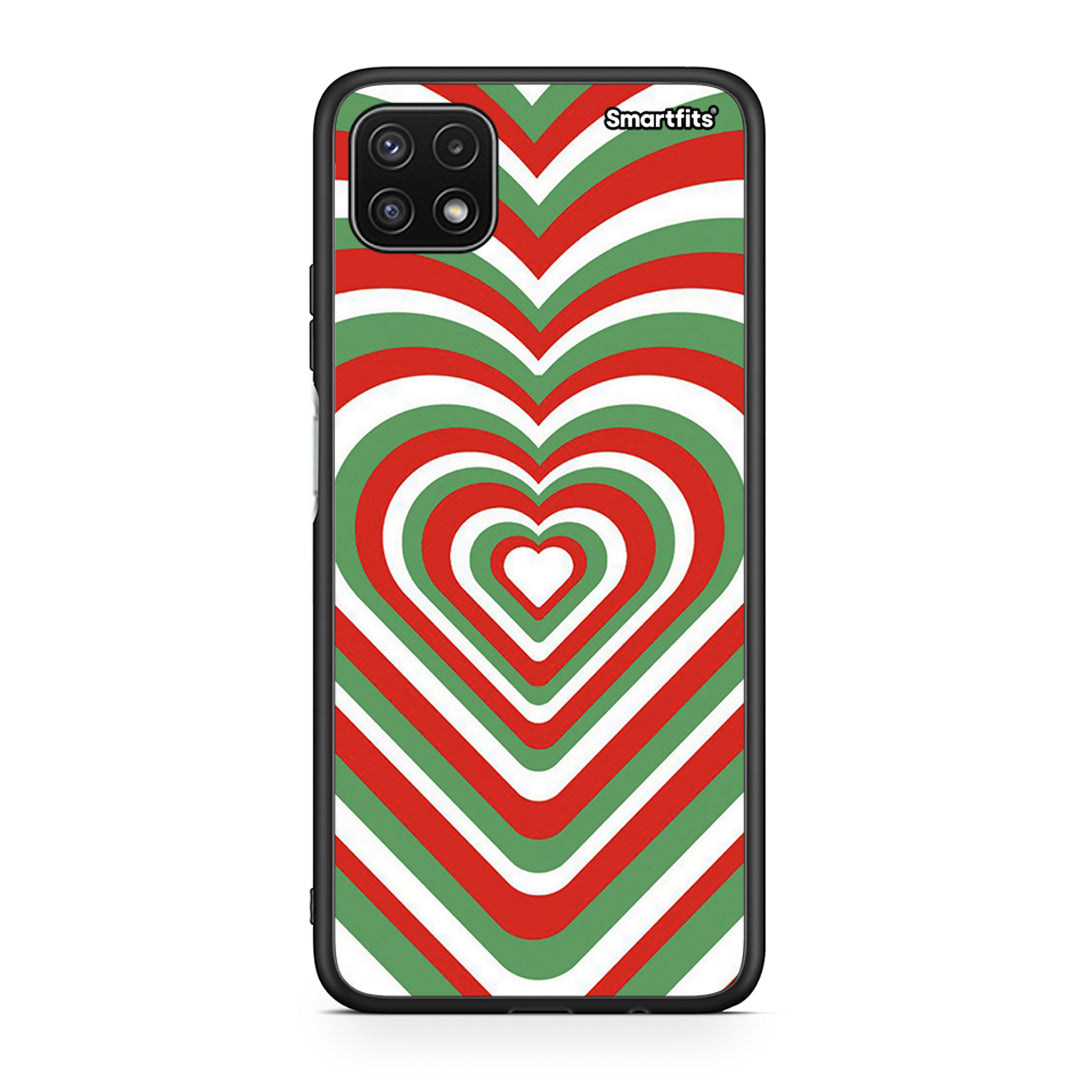 Samsung A22 5G Christmas Hearts θήκη από τη Smartfits με σχέδιο στο πίσω μέρος και μαύρο περίβλημα | Smartphone case with colorful back and black bezels by Smartfits