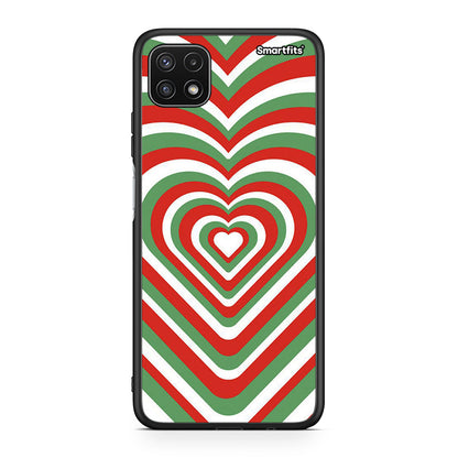 Samsung A22 5G Christmas Hearts θήκη από τη Smartfits με σχέδιο στο πίσω μέρος και μαύρο περίβλημα | Smartphone case with colorful back and black bezels by Smartfits