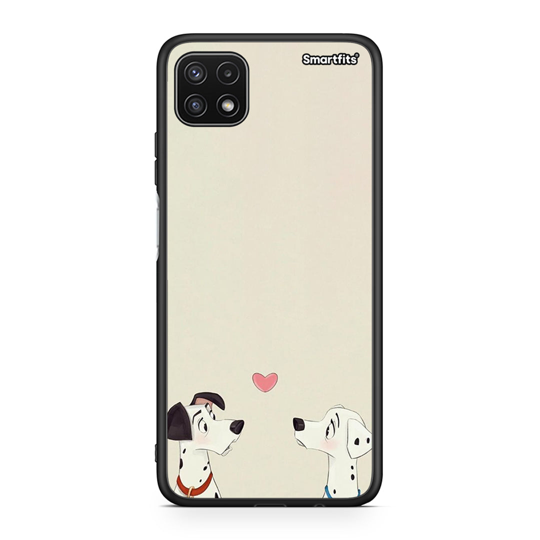 Samsung A22 5G Dalmatians Love θήκη από τη Smartfits με σχέδιο στο πίσω μέρος και μαύρο περίβλημα | Smartphone case with colorful back and black bezels by Smartfits