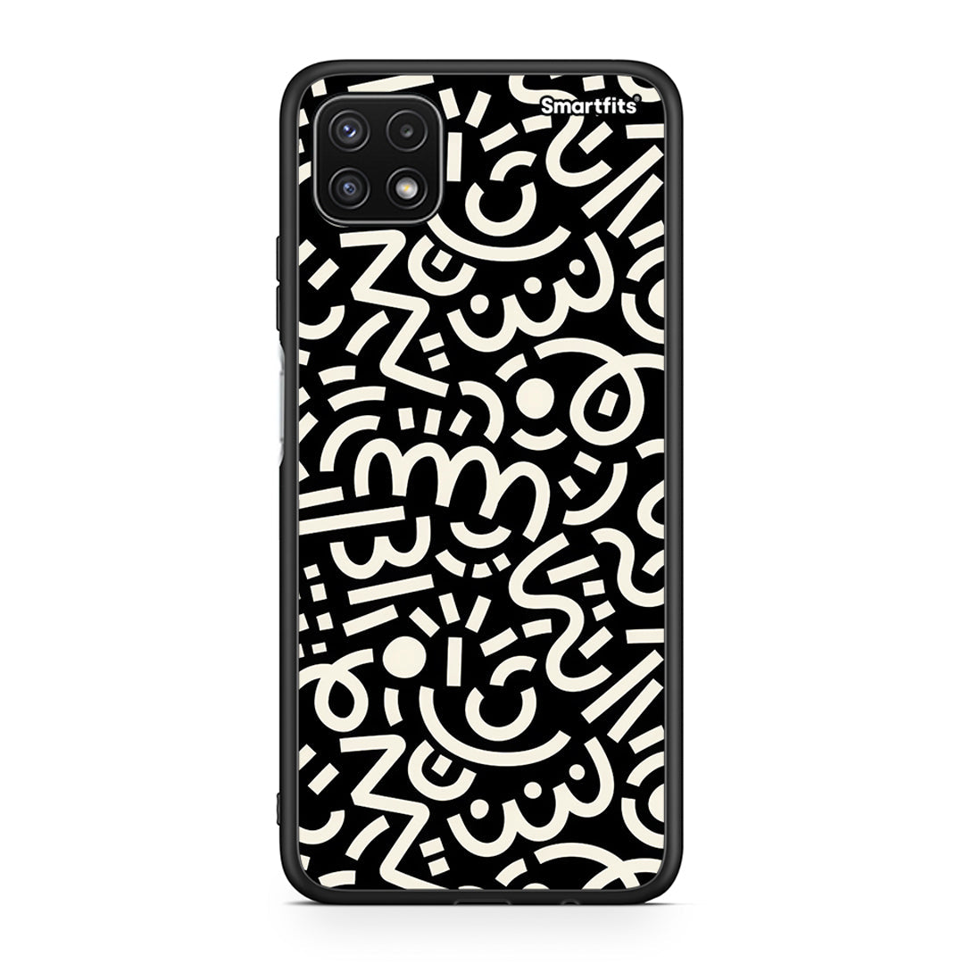 Samsung A22 5G Doodle Art Θήκη από τη Smartfits με σχέδιο στο πίσω μέρος και μαύρο περίβλημα | Smartphone case with colorful back and black bezels by Smartfits