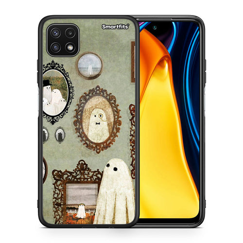 Θήκη Samsung A22 5G Halloween Ghost Season από τη Smartfits με σχέδιο στο πίσω μέρος και μαύρο περίβλημα | Samsung A22 5G Halloween Ghost Season case with colorful back and black bezels