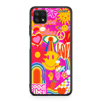 Thumbnail for Samsung A22 5G Hippie Love θήκη από τη Smartfits με σχέδιο στο πίσω μέρος και μαύρο περίβλημα | Smartphone case with colorful back and black bezels by Smartfits