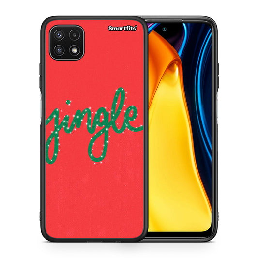 Θήκη Samsung A22 5G Jingle Xmas από τη Smartfits με σχέδιο στο πίσω μέρος και μαύρο περίβλημα | Samsung A22 5G Jingle Xmas case with colorful back and black bezels