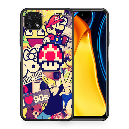 Θήκη Samsung A22 5G Love The 90s από τη Smartfits με σχέδιο στο πίσω μέρος και μαύρο περίβλημα | Samsung A22 5G Love The 90s case with colorful back and black bezels