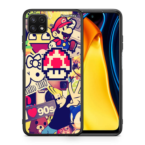 Θήκη Samsung A22 5G Love The 90s από τη Smartfits με σχέδιο στο πίσω μέρος και μαύρο περίβλημα | Samsung A22 5G Love The 90s case with colorful back and black bezels