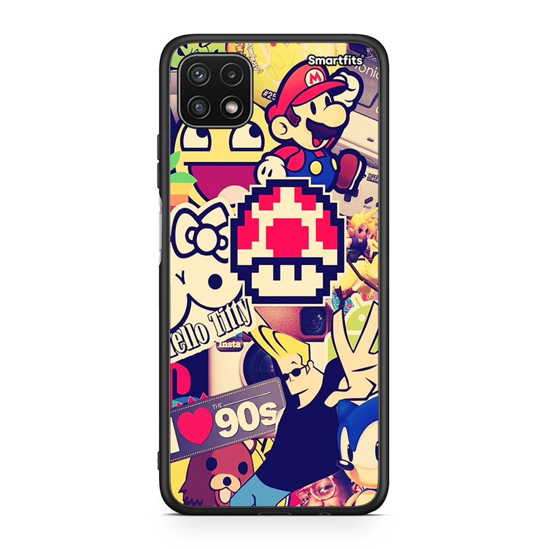 Samsung A22 5G Love The 90s θήκη από τη Smartfits με σχέδιο στο πίσω μέρος και μαύρο περίβλημα | Smartphone case with colorful back and black bezels by Smartfits