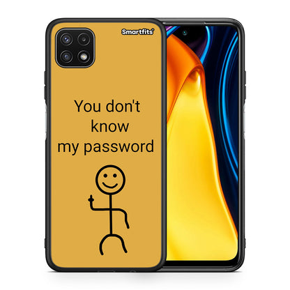Θήκη Samsung A22 5G My Password από τη Smartfits με σχέδιο στο πίσω μέρος και μαύρο περίβλημα | Samsung A22 5G My Password case with colorful back and black bezels