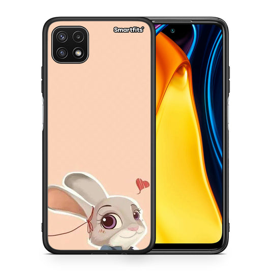 Θήκη Samsung A22 5G Nick Wilde And Judy Hopps Love 2 από τη Smartfits με σχέδιο στο πίσω μέρος και μαύρο περίβλημα | Samsung A22 5G Nick Wilde And Judy Hopps Love 2 case with colorful back and black bezels