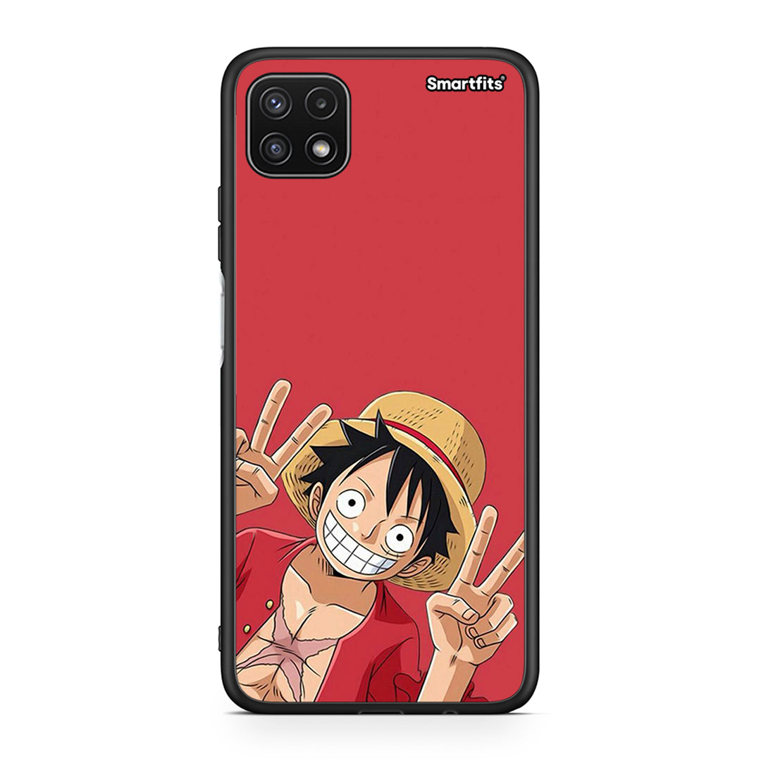 Samsung A22 5G Pirate Luffy Θήκη από τη Smartfits με σχέδιο στο πίσω μέρος και μαύρο περίβλημα | Smartphone case with colorful back and black bezels by Smartfits