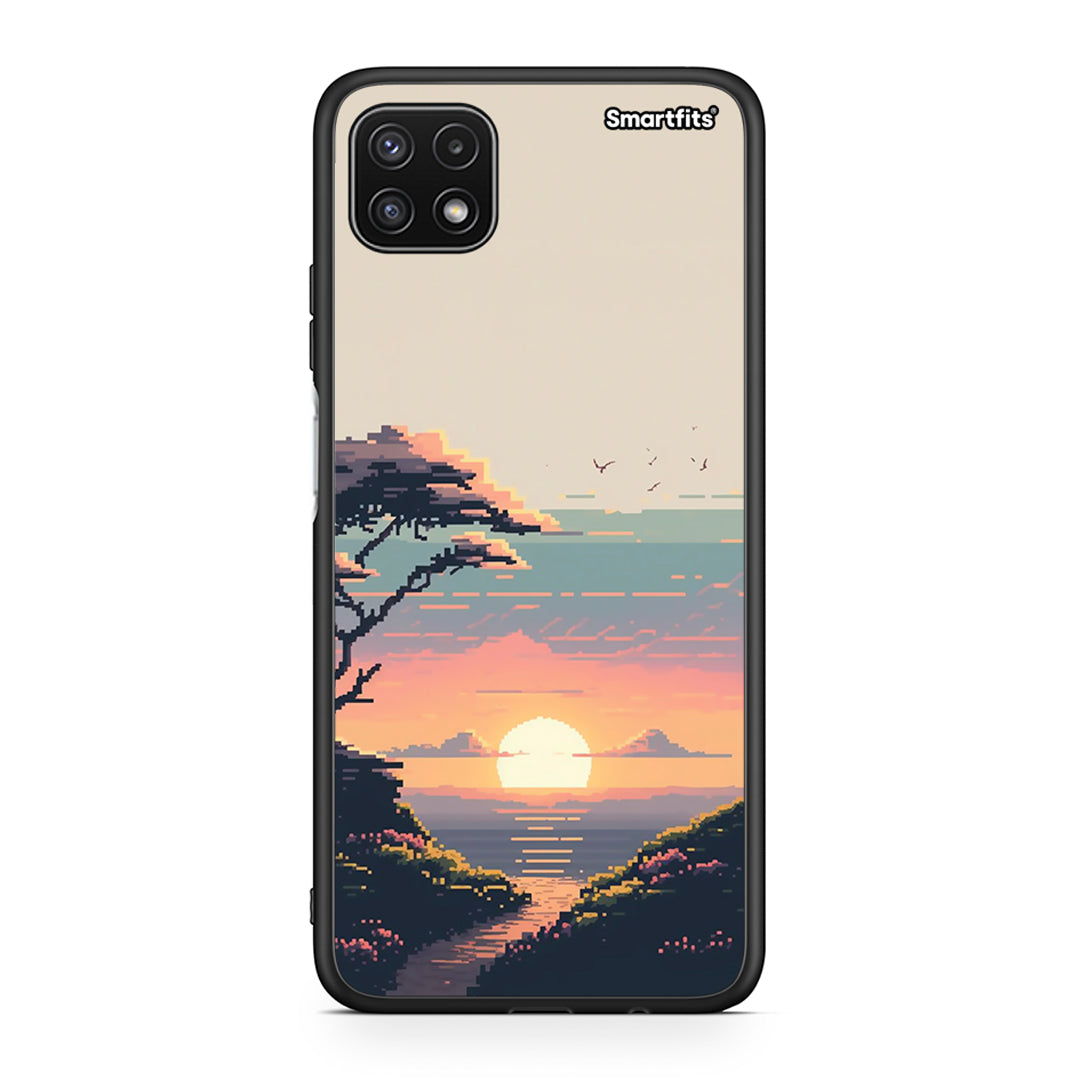 Samsung A22 5G Pixel Sunset Θήκη από τη Smartfits με σχέδιο στο πίσω μέρος και μαύρο περίβλημα | Smartphone case with colorful back and black bezels by Smartfits
