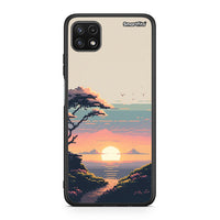 Thumbnail for Samsung A22 5G Pixel Sunset Θήκη από τη Smartfits με σχέδιο στο πίσω μέρος και μαύρο περίβλημα | Smartphone case with colorful back and black bezels by Smartfits