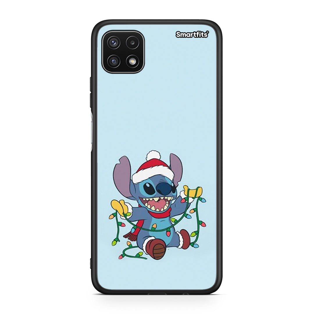 Samsung A22 5G Santa Stich θήκη από τη Smartfits με σχέδιο στο πίσω μέρος και μαύρο περίβλημα | Smartphone case with colorful back and black bezels by Smartfits