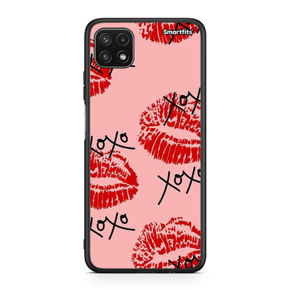 Samsung A22 5G XOXO Lips θήκη από τη Smartfits με σχέδιο στο πίσω μέρος και μαύρο περίβλημα | Smartphone case with colorful back and black bezels by Smartfits