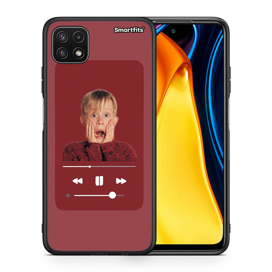 Θήκη Samsung A22 5G Xmas Alone Music από τη Smartfits με σχέδιο στο πίσω μέρος και μαύρο περίβλημα | Samsung A22 5G Xmas Alone Music case with colorful back and black bezels