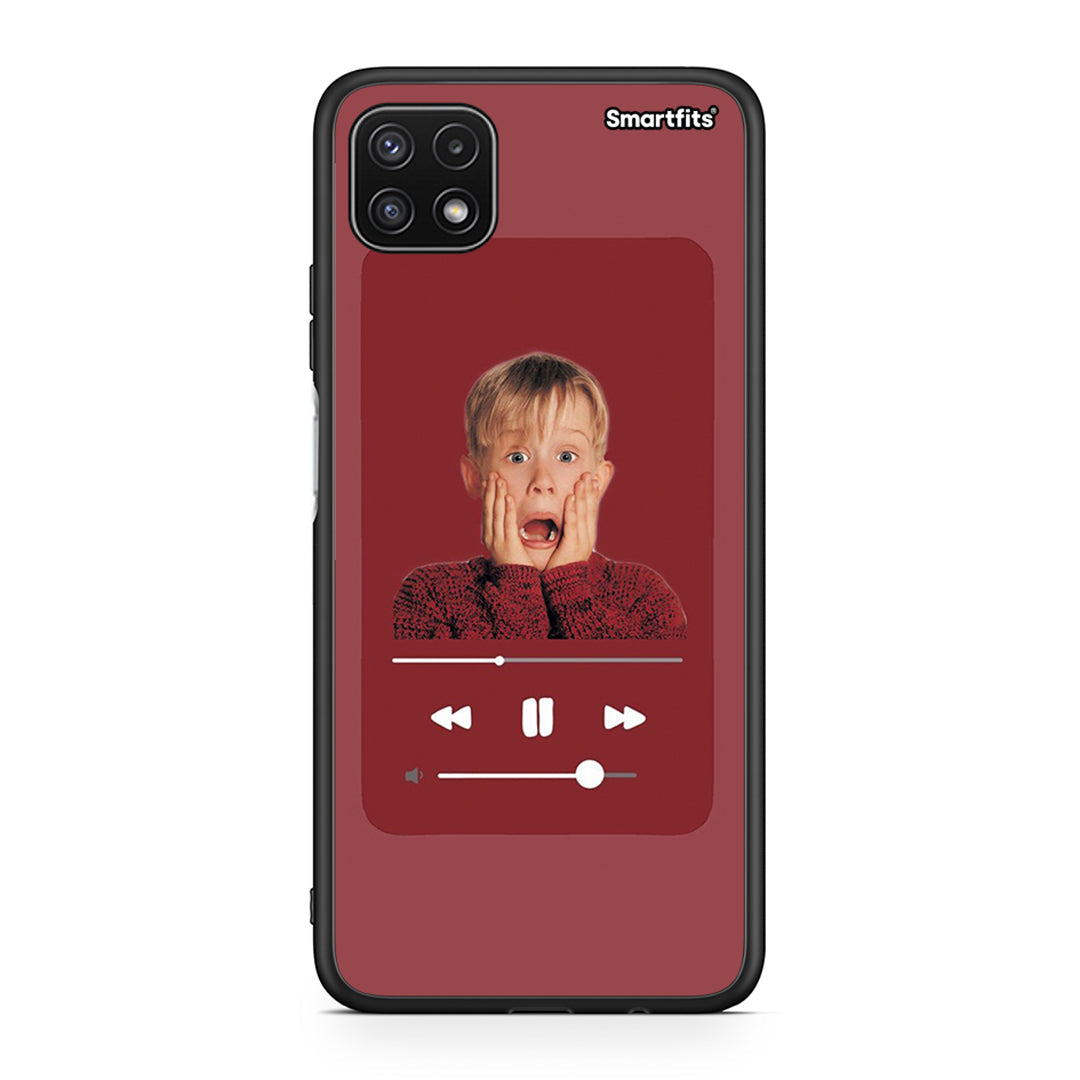 Samsung A22 5G Xmas Alone Music θήκη από τη Smartfits με σχέδιο στο πίσω μέρος και μαύρο περίβλημα | Smartphone case with colorful back and black bezels by Smartfits