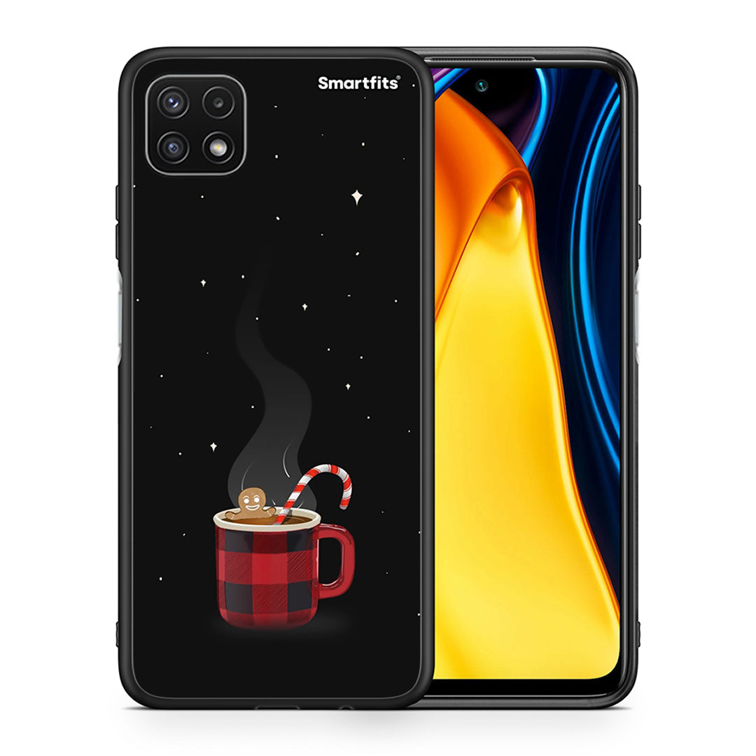 Θήκη Samsung A22 5G Xmas Bathing από τη Smartfits με σχέδιο στο πίσω μέρος και μαύρο περίβλημα | Samsung A22 5G Xmas Bathing case with colorful back and black bezels