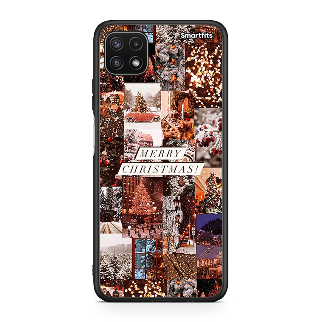 Samsung A22 5G Xmas Collage θήκη από τη Smartfits με σχέδιο στο πίσω μέρος και μαύρο περίβλημα | Smartphone case with colorful back and black bezels by Smartfits