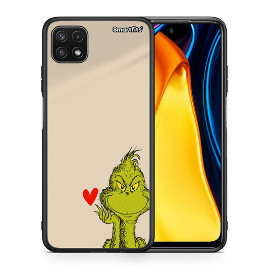 Θήκη Samsung A22 5G Xmas Grinch από τη Smartfits με σχέδιο στο πίσω μέρος και μαύρο περίβλημα | Samsung A22 5G Xmas Grinch case with colorful back and black bezels