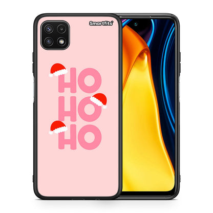 Θήκη Samsung A22 5G Xmas Ho Ho Ho από τη Smartfits με σχέδιο στο πίσω μέρος και μαύρο περίβλημα | Samsung A22 5G Xmas Ho Ho Ho case with colorful back and black bezels