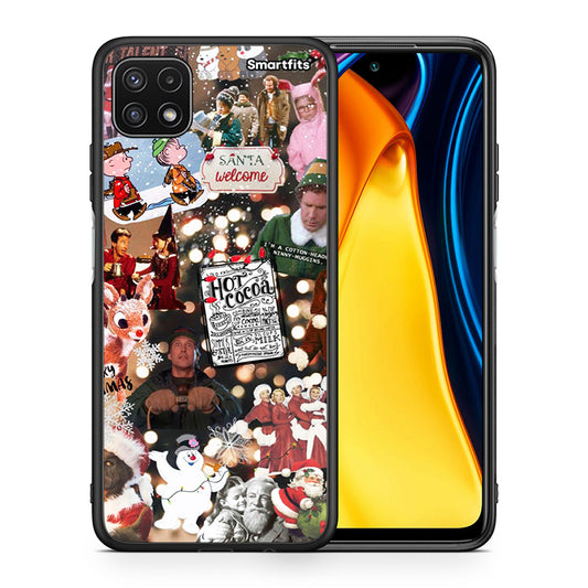 Θήκη Samsung A22 5G Xmas Movies από τη Smartfits με σχέδιο στο πίσω μέρος και μαύρο περίβλημα | Samsung A22 5G Xmas Movies case with colorful back and black bezels