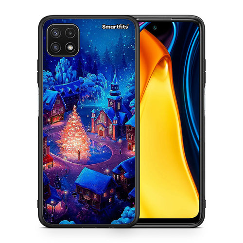 Θήκη Samsung A22 5G Xmas Village από τη Smartfits με σχέδιο στο πίσω μέρος και μαύρο περίβλημα | Samsung A22 5G Xmas Village case with colorful back and black bezels