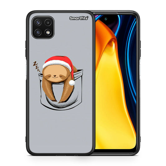 Θήκη Samsung A22 5G Xmas Zzzz από τη Smartfits με σχέδιο στο πίσω μέρος και μαύρο περίβλημα | Samsung A22 5G Xmas Zzzz case with colorful back and black bezels