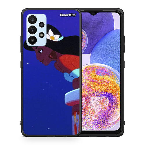 Θήκη Samsung A23 Alladin And Jasmine Love 2 από τη Smartfits με σχέδιο στο πίσω μέρος και μαύρο περίβλημα | Samsung A23 Alladin And Jasmine Love 2 case with colorful back and black bezels