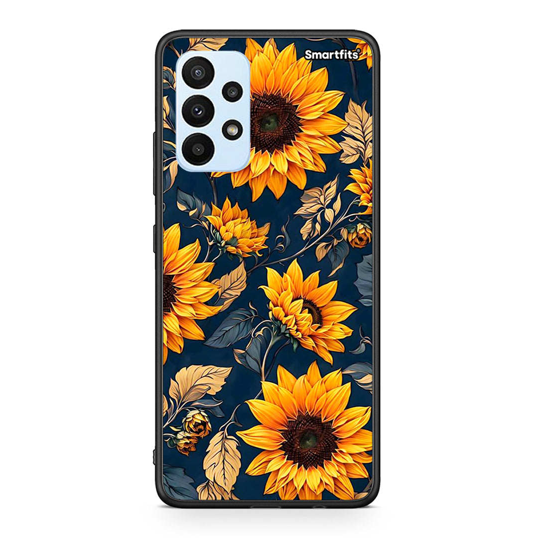 Samsung A23 Autumn Sunflowers Θήκη από τη Smartfits με σχέδιο στο πίσω μέρος και μαύρο περίβλημα | Smartphone case with colorful back and black bezels by Smartfits