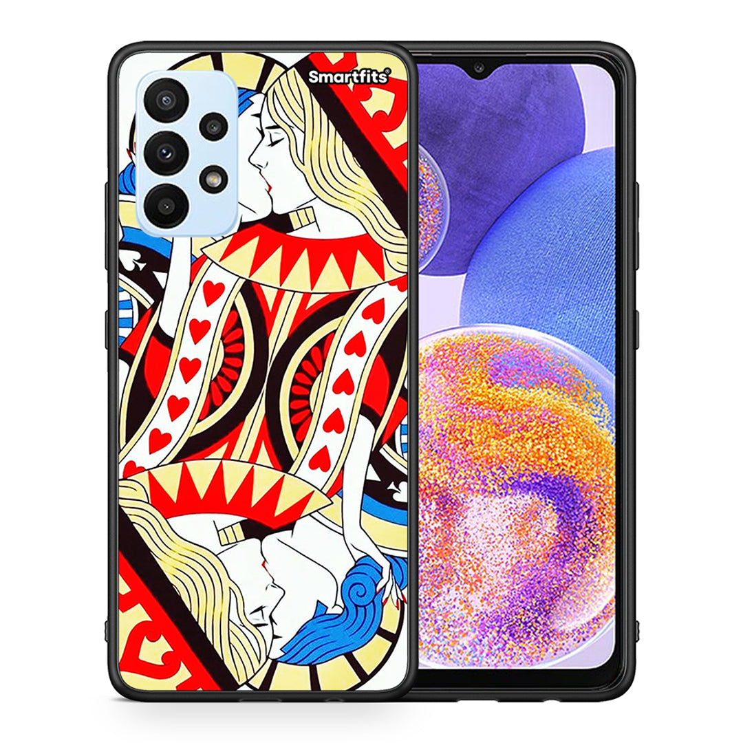 Θήκη Samsung A23 Card Love από τη Smartfits με σχέδιο στο πίσω μέρος και μαύρο περίβλημα | Samsung A23 Card Love case with colorful back and black bezels