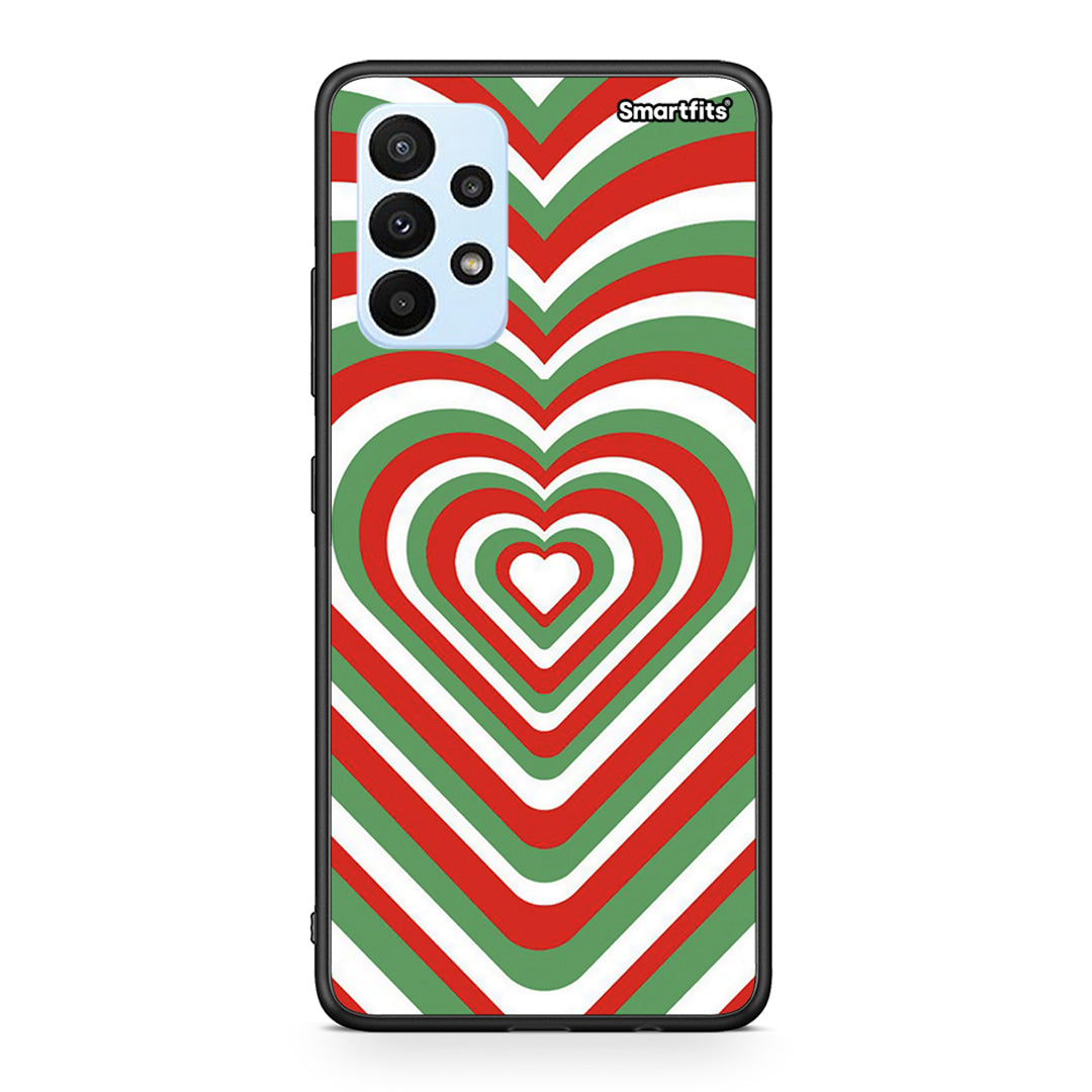 Samsung A23 Christmas Hearts θήκη από τη Smartfits με σχέδιο στο πίσω μέρος και μαύρο περίβλημα | Smartphone case with colorful back and black bezels by Smartfits