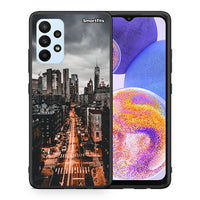 Thumbnail for Θήκη Samsung A23 City Lights από τη Smartfits με σχέδιο στο πίσω μέρος και μαύρο περίβλημα | Samsung A23 City Lights case with colorful back and black bezels