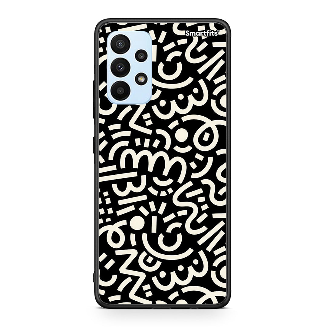 Samsung A23 Doodle Art Θήκη από τη Smartfits με σχέδιο στο πίσω μέρος και μαύρο περίβλημα | Smartphone case with colorful back and black bezels by Smartfits