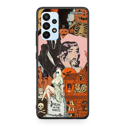 Samsung A23 Halloween Collage Θήκη από τη Smartfits με σχέδιο στο πίσω μέρος και μαύρο περίβλημα | Smartphone case with colorful back and black bezels by Smartfits