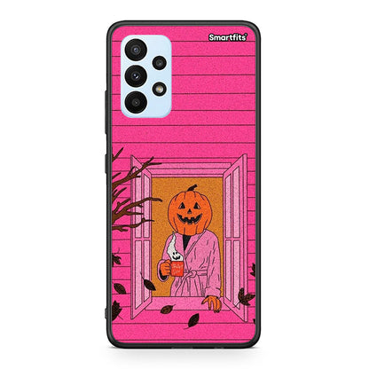 Samsung A23 Halloween Pumpkin Lady Θήκη από τη Smartfits με σχέδιο στο πίσω μέρος και μαύρο περίβλημα | Smartphone case with colorful back and black bezels by Smartfits