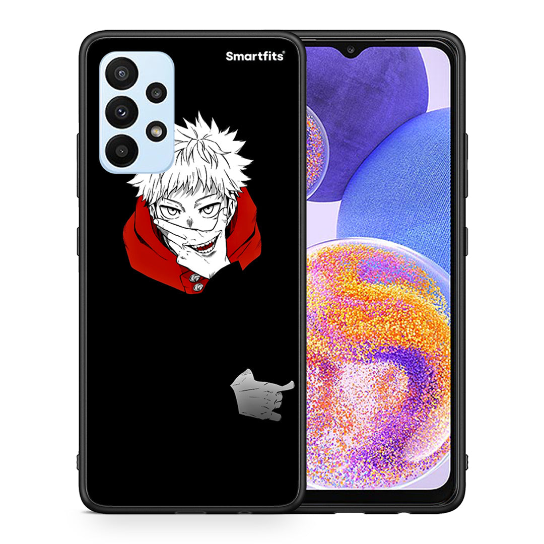 Θήκη Samsung A23 Itadori Anime από τη Smartfits με σχέδιο στο πίσω μέρος και μαύρο περίβλημα | Samsung A23 Itadori Anime case with colorful back and black bezels
