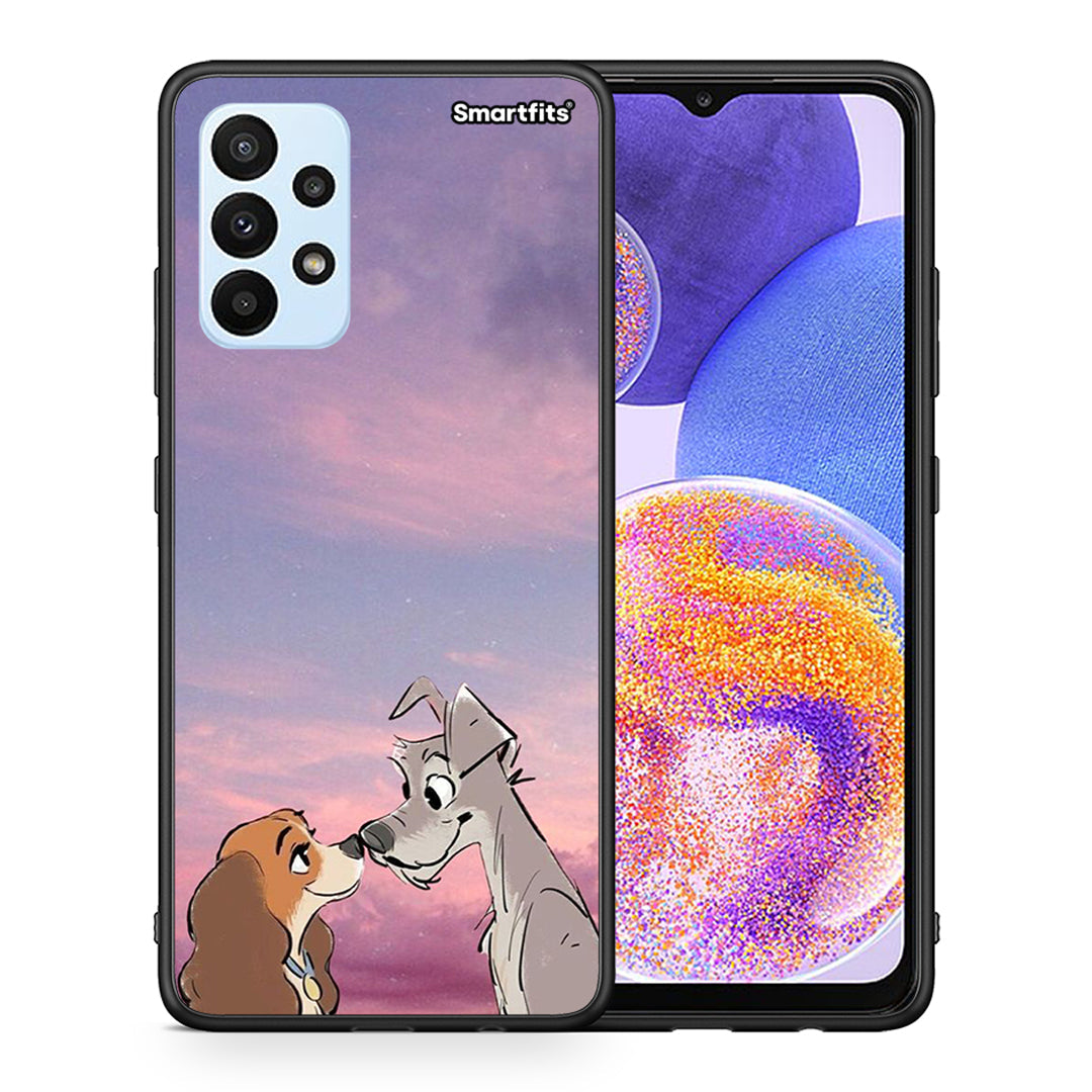 Θήκη Samsung A23 Lady And Tramp από τη Smartfits με σχέδιο στο πίσω μέρος και μαύρο περίβλημα | Samsung A23 Lady And Tramp case with colorful back and black bezels