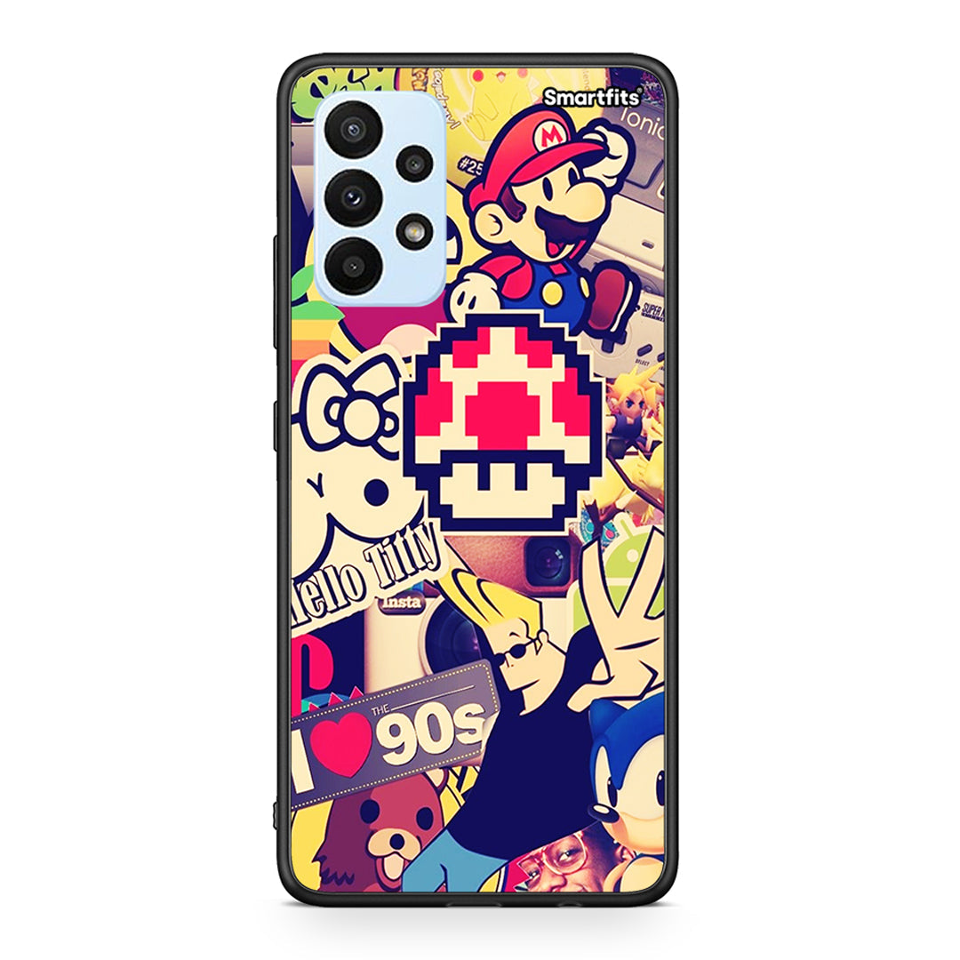 Samsung A23 Love The 90s θήκη από τη Smartfits με σχέδιο στο πίσω μέρος και μαύρο περίβλημα | Smartphone case with colorful back and black bezels by Smartfits
