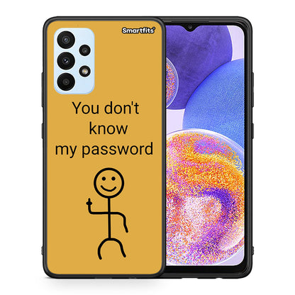 Θήκη Samsung A23 My Password από τη Smartfits με σχέδιο στο πίσω μέρος και μαύρο περίβλημα | Samsung A23 My Password case with colorful back and black bezels