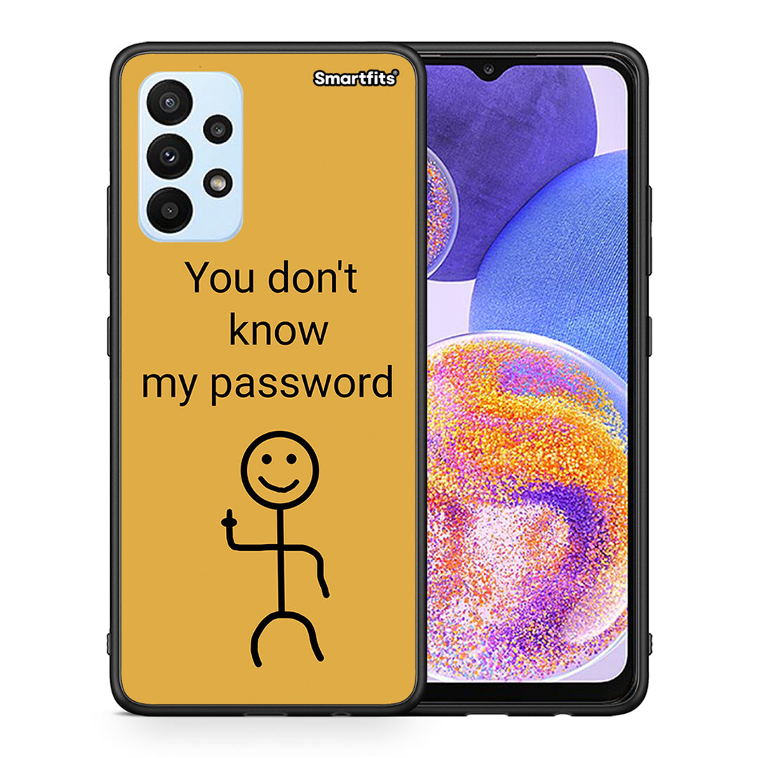 Θήκη Samsung A23 My Password από τη Smartfits με σχέδιο στο πίσω μέρος και μαύρο περίβλημα | Samsung A23 My Password case with colorful back and black bezels