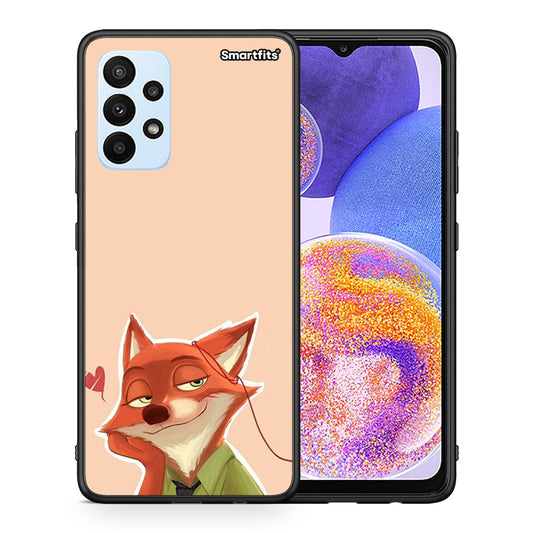 Θήκη Samsung A23 Nick Wilde And Judy Hopps Love 1 από τη Smartfits με σχέδιο στο πίσω μέρος και μαύρο περίβλημα | Samsung A23 Nick Wilde And Judy Hopps Love 1 case with colorful back and black bezels