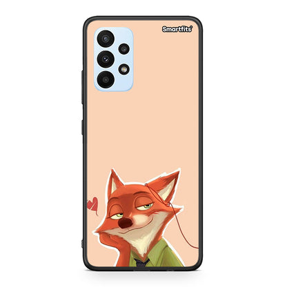 Samsung A23 Nick Wilde And Judy Hopps Love 1 θήκη από τη Smartfits με σχέδιο στο πίσω μέρος και μαύρο περίβλημα | Smartphone case with colorful back and black bezels by Smartfits
