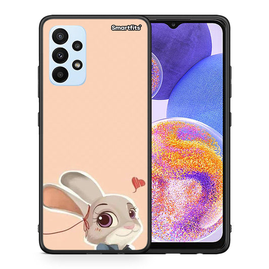 Θήκη Samsung A23 Nick Wilde And Judy Hopps Love 2 από τη Smartfits με σχέδιο στο πίσω μέρος και μαύρο περίβλημα | Samsung A23 Nick Wilde And Judy Hopps Love 2 case with colorful back and black bezels