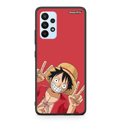 Samsung A23 Pirate Luffy Θήκη από τη Smartfits με σχέδιο στο πίσω μέρος και μαύρο περίβλημα | Smartphone case with colorful back and black bezels by Smartfits