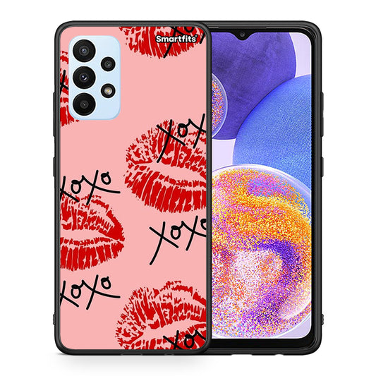 Θήκη Samsung A23 XOXO Lips από τη Smartfits με σχέδιο στο πίσω μέρος και μαύρο περίβλημα | Samsung A23 XOXO Lips case with colorful back and black bezels