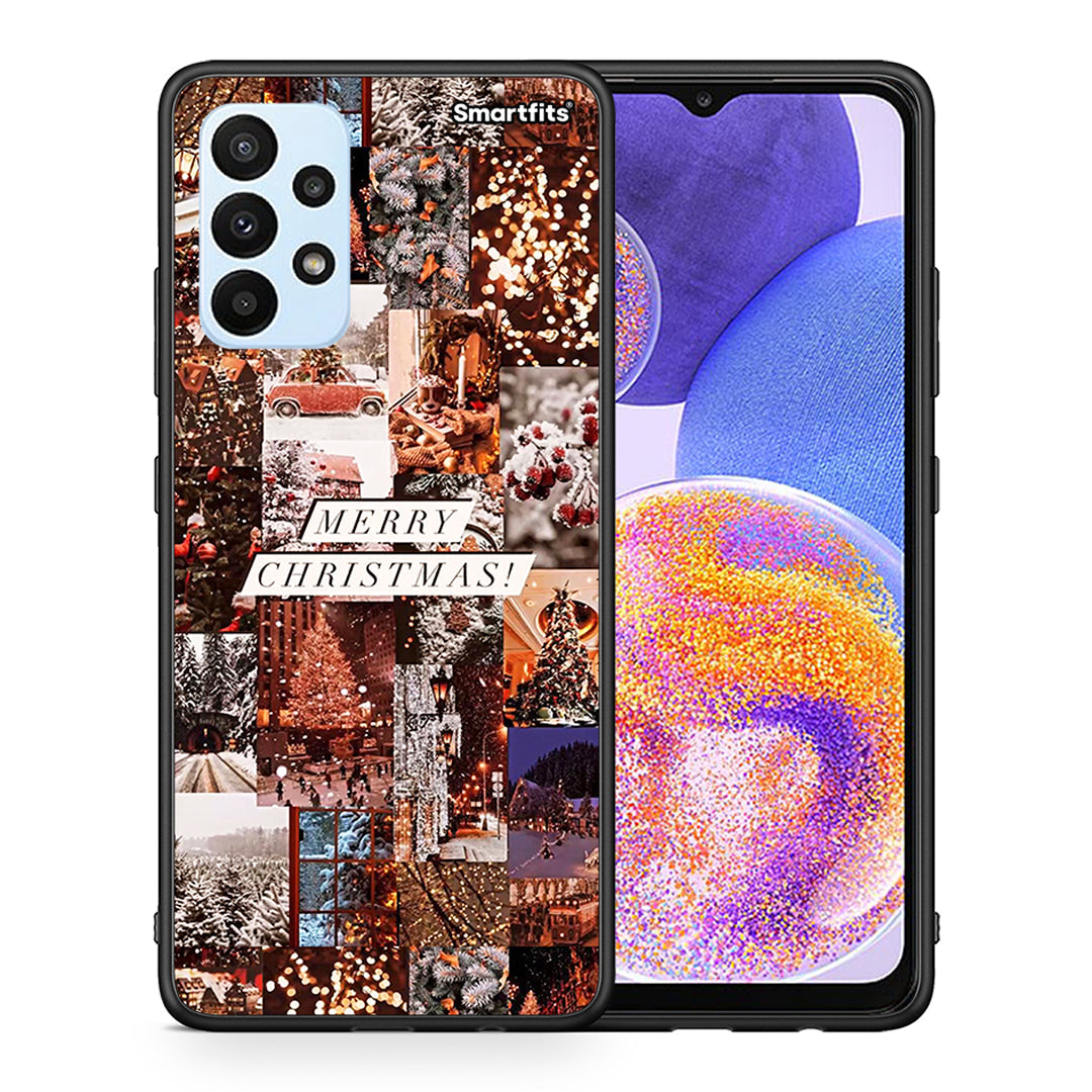 Θήκη Samsung A23 Xmas Collage από τη Smartfits με σχέδιο στο πίσω μέρος και μαύρο περίβλημα | Samsung A23 Xmas Collage case with colorful back and black bezels