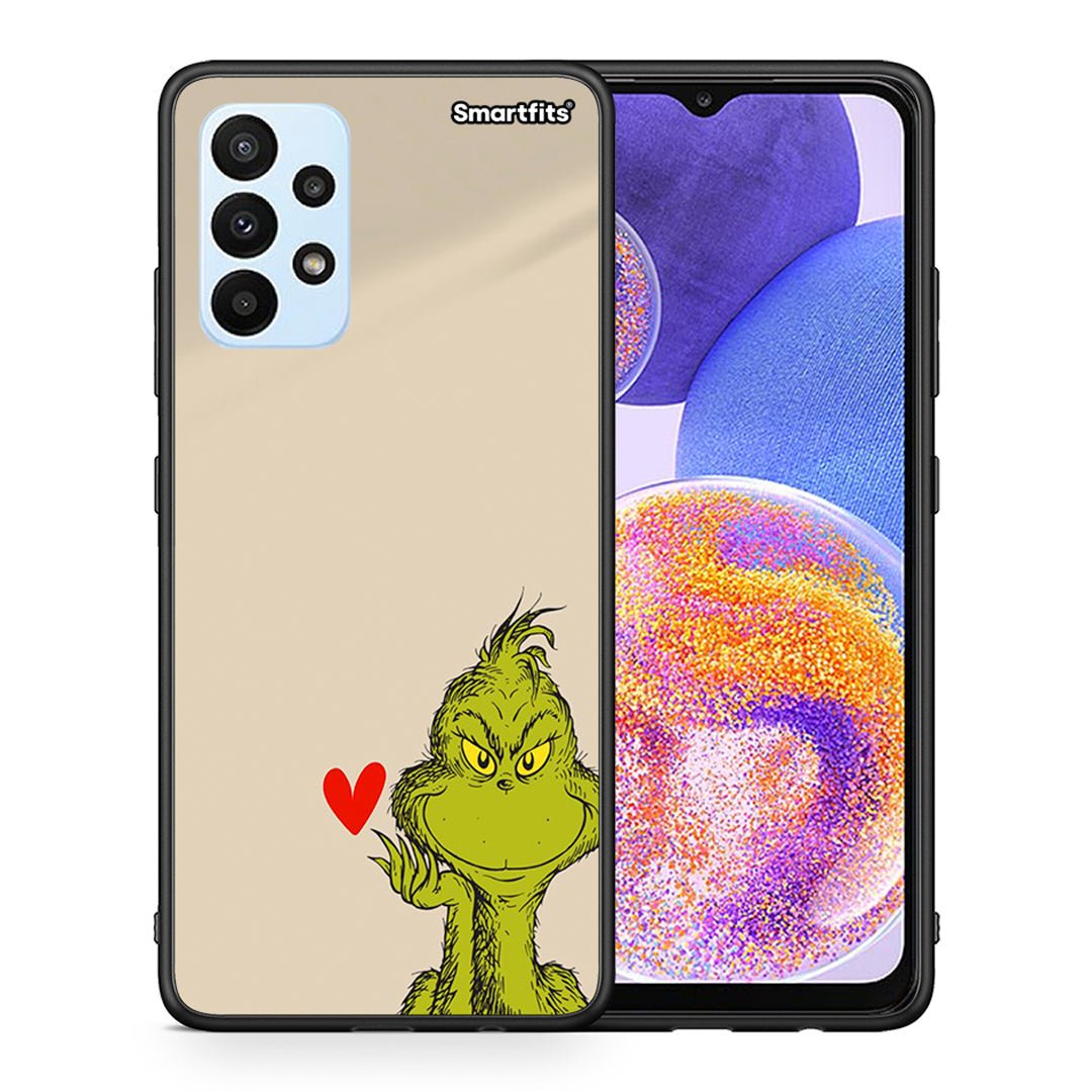 Θήκη Samsung A23 Xmas Grinch από τη Smartfits με σχέδιο στο πίσω μέρος και μαύρο περίβλημα | Samsung A23 Xmas Grinch case with colorful back and black bezels