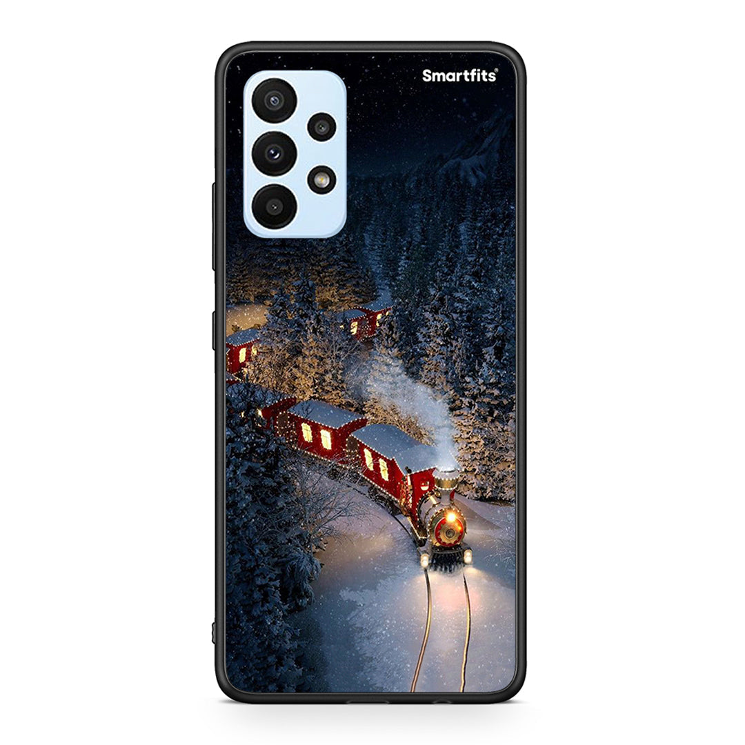 Samsung A23 Xmas Train θήκη από τη Smartfits με σχέδιο στο πίσω μέρος και μαύρο περίβλημα | Smartphone case with colorful back and black bezels by Smartfits