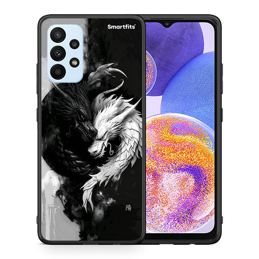Θήκη Samsung A23 Yin Yang από τη Smartfits με σχέδιο στο πίσω μέρος και μαύρο περίβλημα | Samsung A23 Yin Yang case with colorful back and black bezels